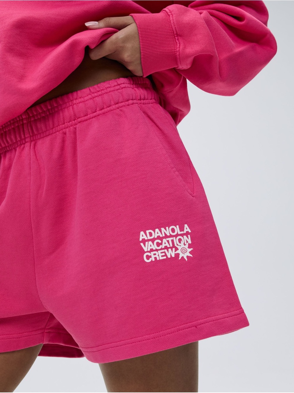 Adanola Hot Pink Vacation Crew Women's Athletic Shorts